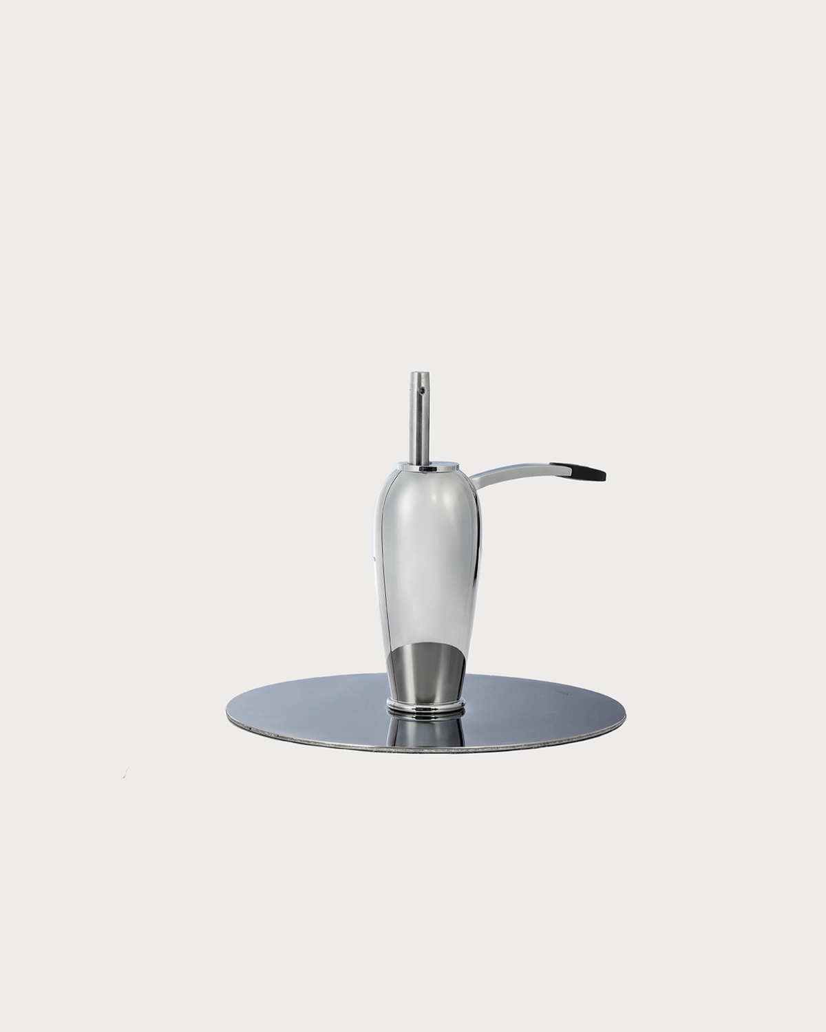 Silver barber chair hydraulic pump with cylindrical body and base for salon chair height adjustment