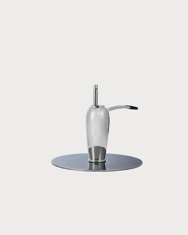 Silver barber chair hydraulic pump with cylindrical body and base for salon chair height adjustment